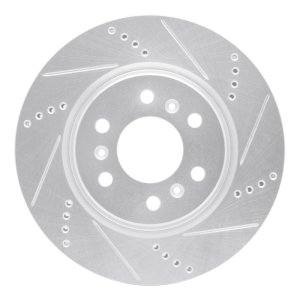 Buick TERRAZA Brake Rotor (1) - Front Right - R1 Concepts - Drilled & Slotted - Silver - `06-`09